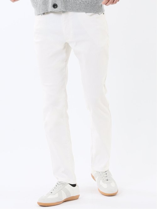 クロスストレッチ+ウォーム スリムパンツ ジャガード(S 01白): パンツ