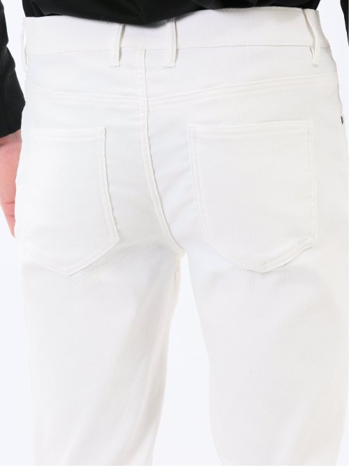 クロスストレッチ+ウォーム スリムパンツ ジャガード