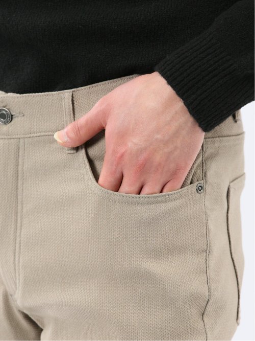 クロスストレッチ+ウォーム スリムパンツ ジャガード