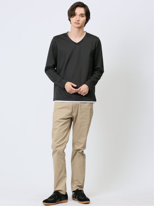 クロスストレッチ スリムパンツ スラブ