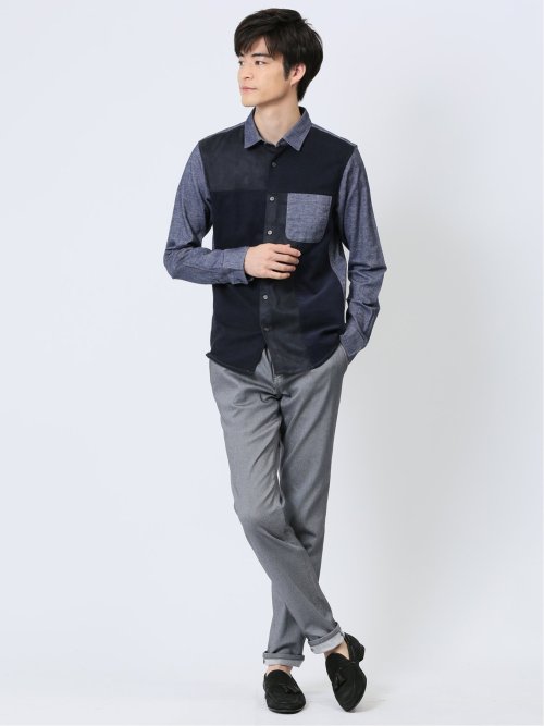 クロスストレッチ裏起毛 トラウザースキニーパンツ ツイル