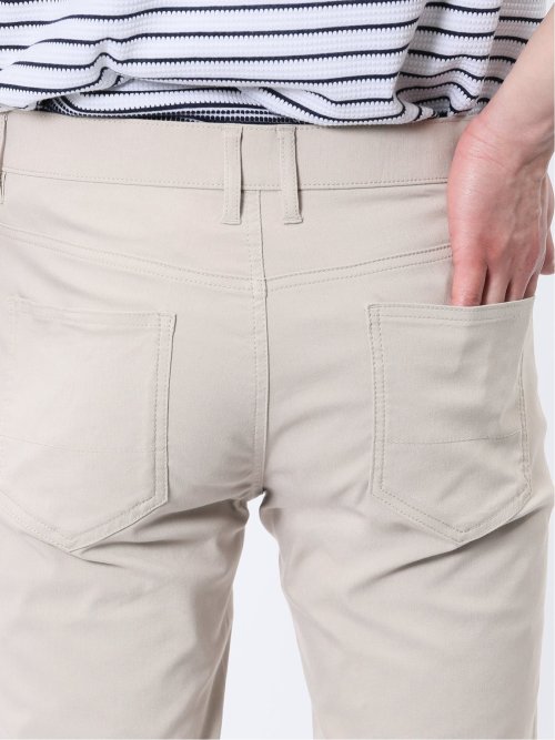 クロスストレッチ+クール リネン混 スリムパンツ