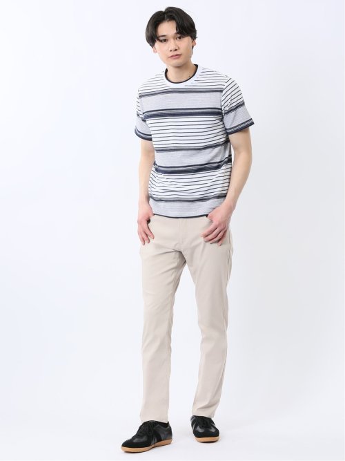 クロスストレッチ+クール リネン混 スリムパンツ