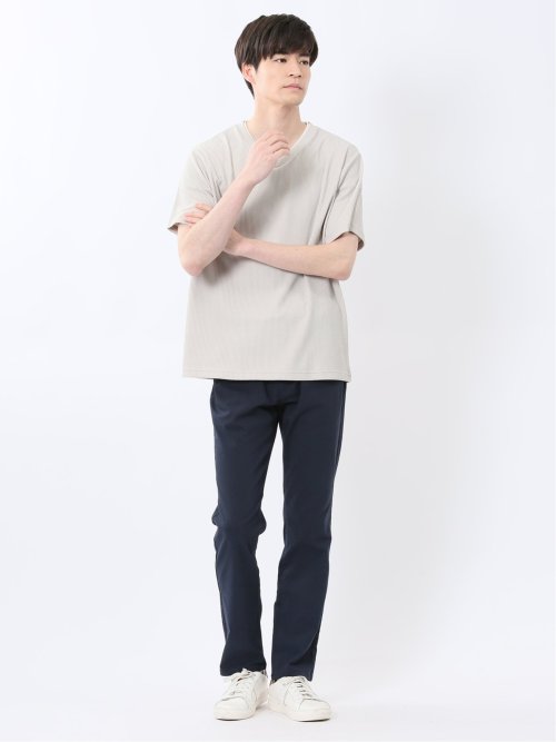 クロスストレッチ+クール リネン混 スリムパンツ