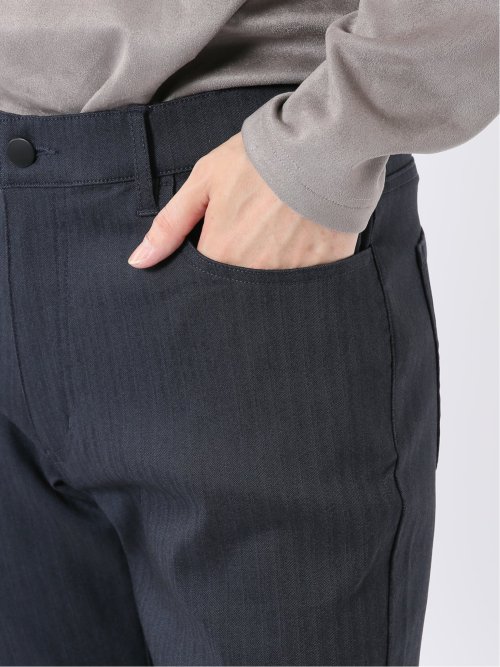 パンツ メンズ ストレッチ 裏起毛 スリム 5ポケット テーパード ヘリンボン クロスストレッチ