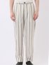 リネン混 ストライプ柄 アンクル イージー パンツ