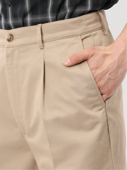 チノクロス タック ワイド トラウザー パンツ