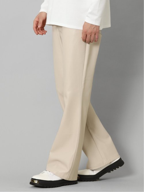 ストレッチ エコレザー フレアパンツ