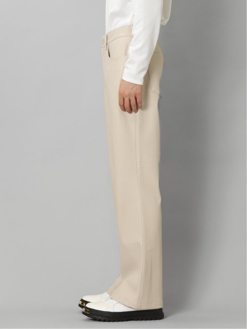 ストレッチ エコレザー フレアパンツ