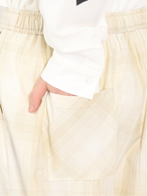 レーヨン混 チェック柄 ワイドイージーパンツ