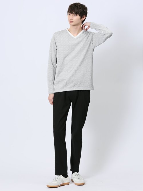 クロスストレッチ スリムパンツ ツイル黒