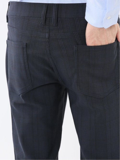クロスストレッチ スリムパンツ チェック
