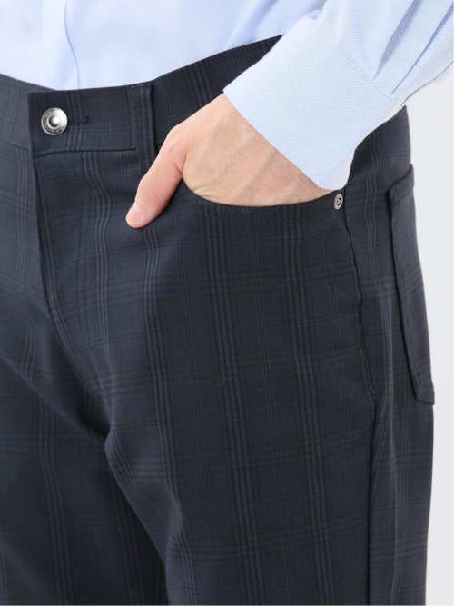 クロスストレッチ スリムパンツ チェック