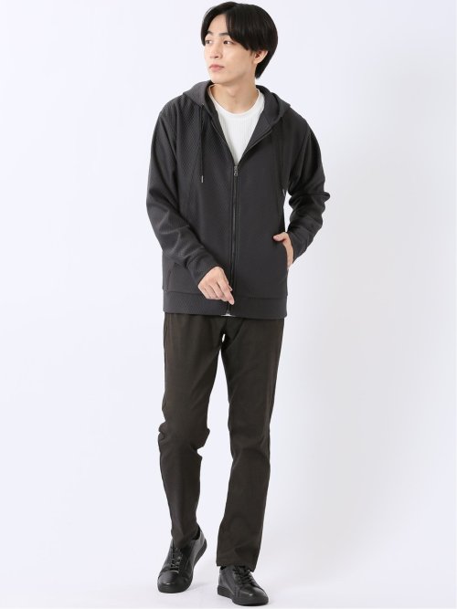 パンツ メンズ ストレッチ スリム 5ポケット テーパード ピンヘッド クロスストレッチ