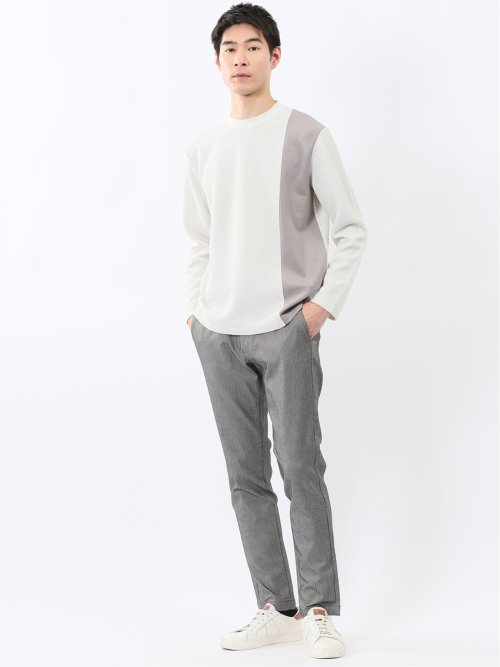 クロスストレッチ トラウザーパンツ ヘリンボン