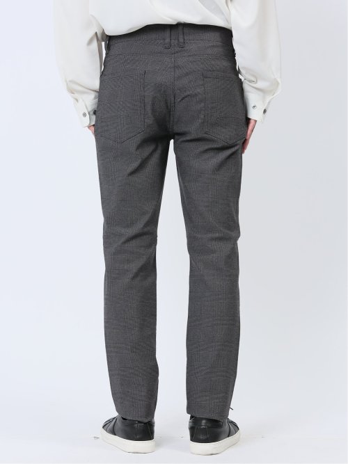 クロスストレッチ スリムパンツ チェック