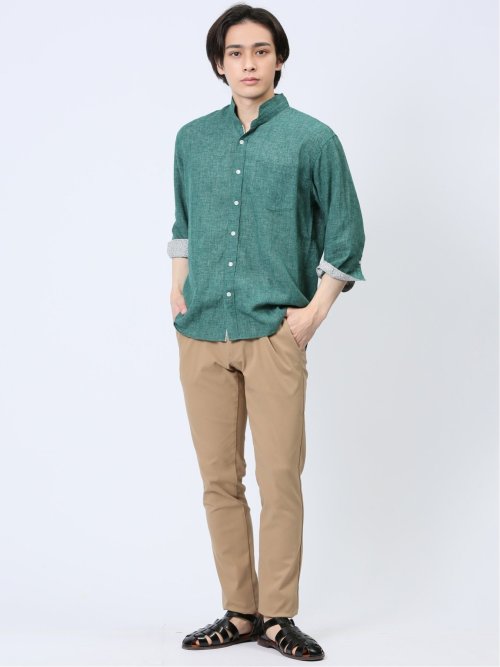 接触冷感ストレッチ トラウザースキニーパンツ ヘリンボン