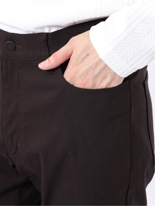 パンツ メンズ ストレッチ 裏起毛 スリム 5ポケット テーパード シャークスキン クロスストレッチ + ウォーム