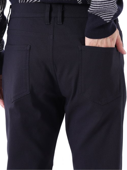 パンツ メンズ ストレッチ 裏起毛 スリム 5ポケット テーパード シャークスキン クロスストレッチ + ウォーム