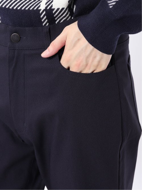パンツ メンズ ストレッチ 裏起毛 スリム 5ポケット テーパード シャークスキン クロスストレッチ + ウォーム