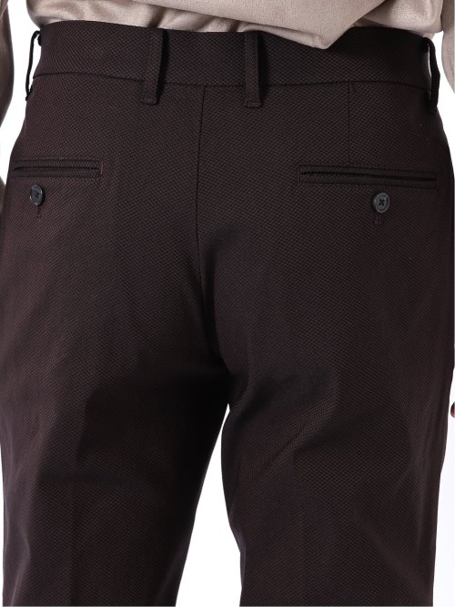 パンツ メンズ ストレッチ 裏起毛 スリム トラウザー テーパード バーズアイ クロスストレッチ + ウォーム