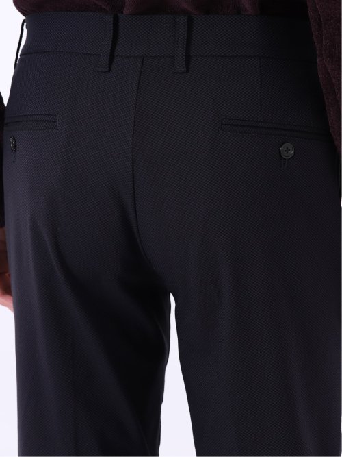 パンツ メンズ ストレッチ 裏起毛 スリム トラウザー テーパード バーズアイ クロスストレッチ + ウォーム