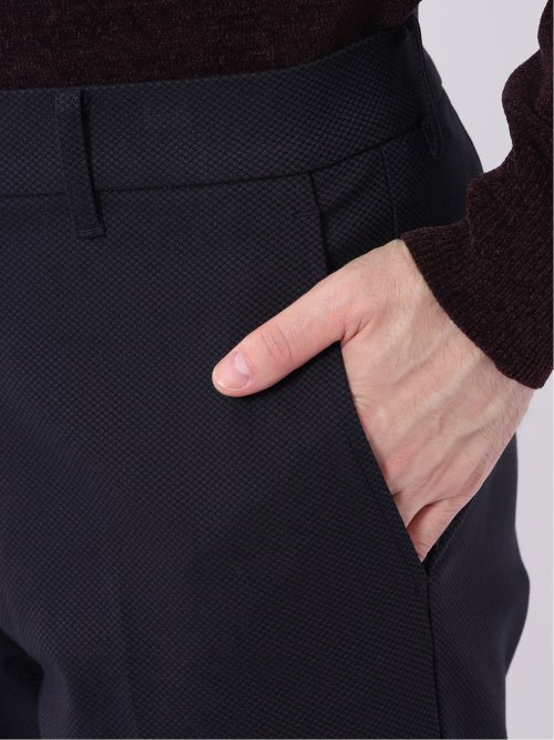 パンツ メンズ ストレッチ 裏起毛 スリム トラウザー テーパード バーズアイ クロスストレッチ + ウォーム