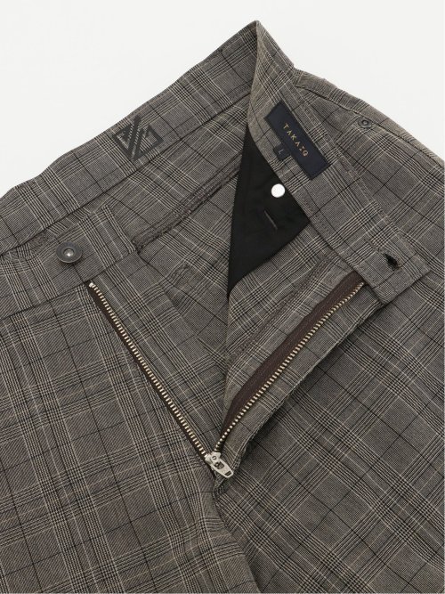 クロスストレッチ スリムパンツ グレンチェック