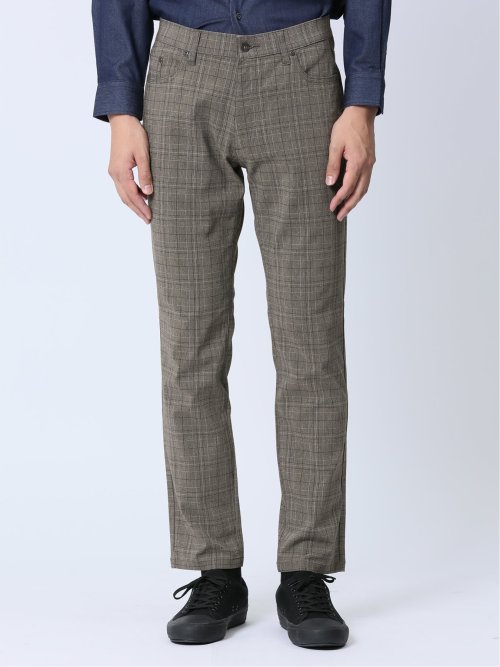 クロスストレッチ スリムパンツ グレンチェック