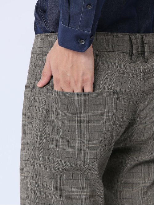 クロスストレッチ スリムパンツ グレンチェック