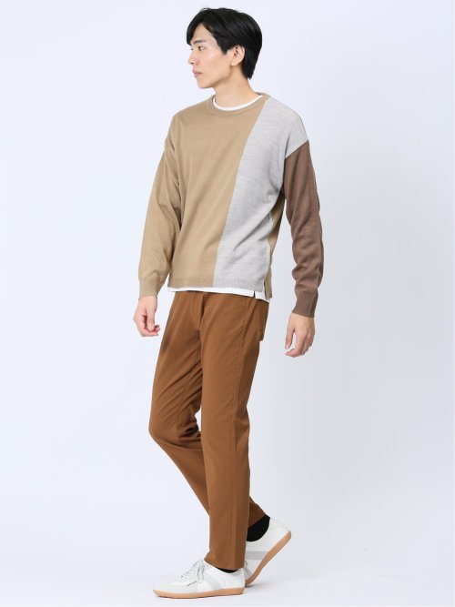 クロスストレッチ+ウォーム スリムパンツ こげ茶