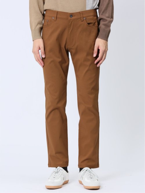 クロスストレッチ+ウォーム スリムパンツ こげ茶