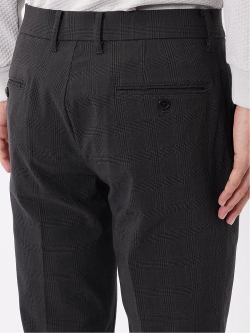 パンツ メンズ ストレッチ スリム トラウザー テーパード グレンチェック クロスストレッチ