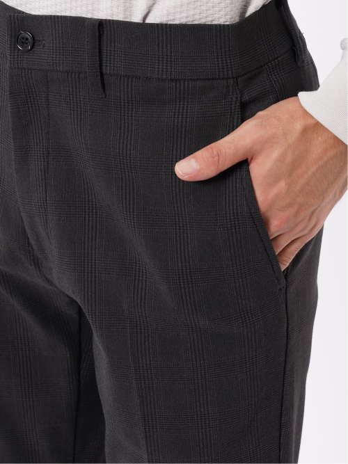 パンツ メンズ ストレッチ スリム トラウザー テーパード グレンチェック クロスストレッチ