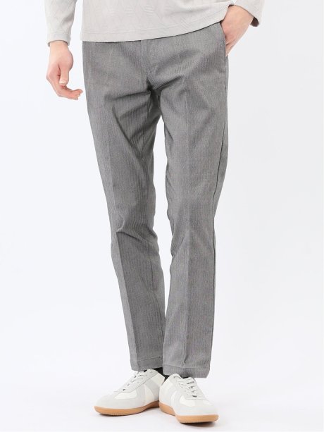 クロスストレッチ トラウザーパンツ ヘリンボン