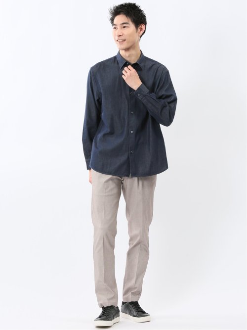 クロスストレッチ トラウザーパンツ ヘリンボン