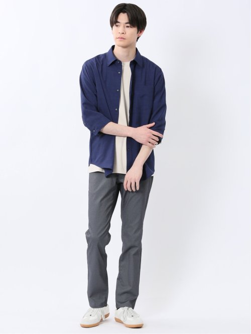 パンツ メンズ ストレッチ 接触冷感 抗菌防臭 スリム 5ポケット テーパード 股下82cm クロスストレッチ + エアー