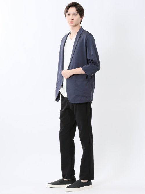 クロスストレッチ+クール スリムパンツ 股下82cm(S 05黒): パンツ