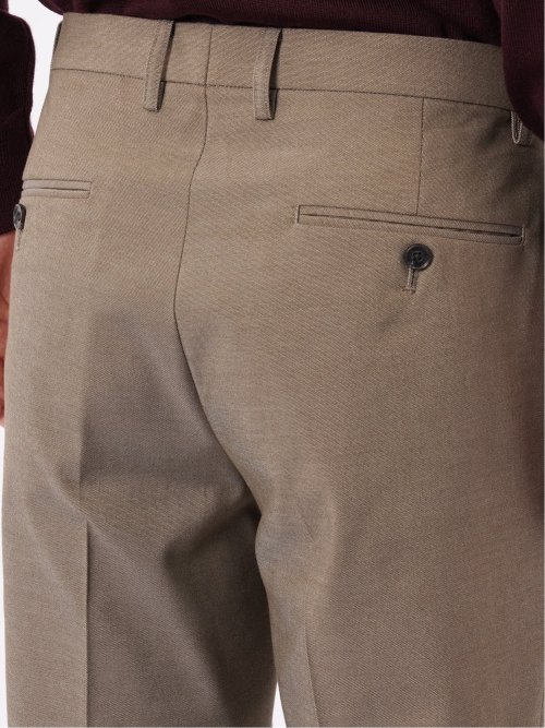 パンツ メンズ ストレッチ スリム トラウザー テーパード 綿混 オックス