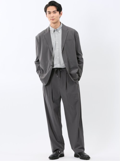 ストレッチ ナチュラルワッシャー ワンタックパンツ(セットアップ可能)