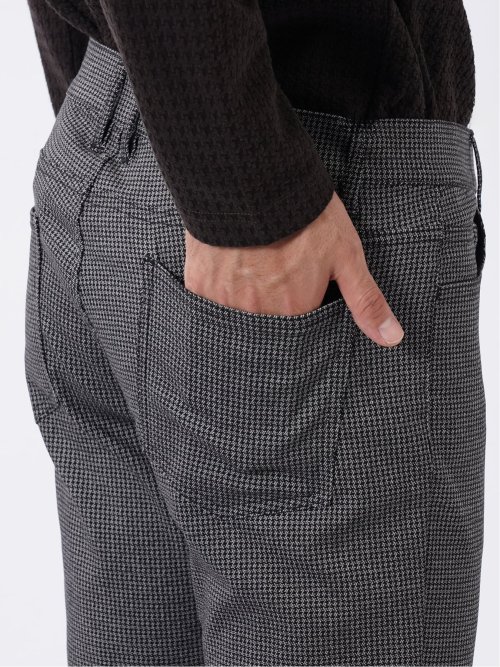 パンツ メンズ ストレッチ スリム 5ポケット テーパード プリント クロスストレッチ