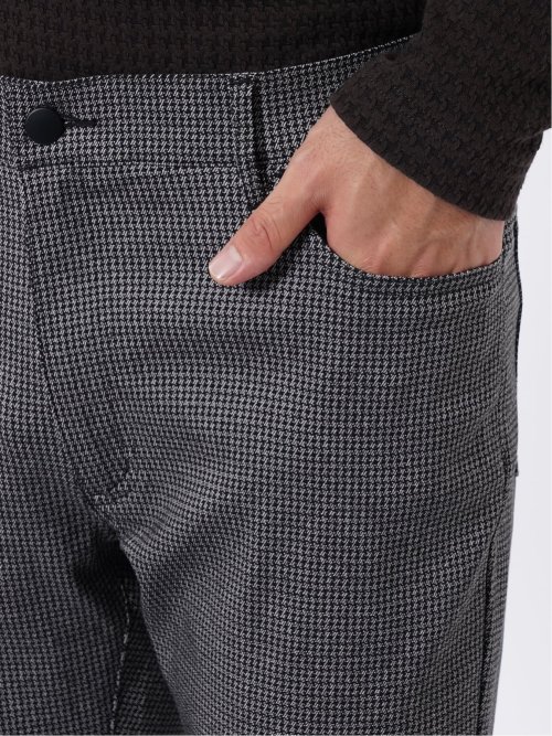 パンツ メンズ ストレッチ スリム 5ポケット テーパード プリント クロスストレッチ
