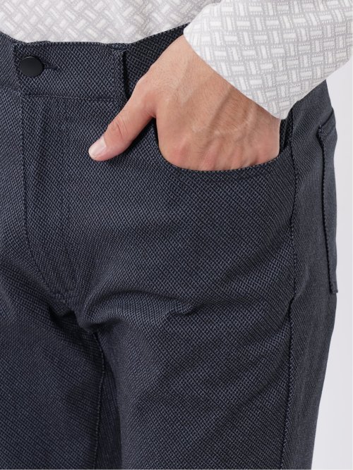 パンツ メンズ ストレッチ スリム 5ポケット テーパード プリント クロスストレッチ