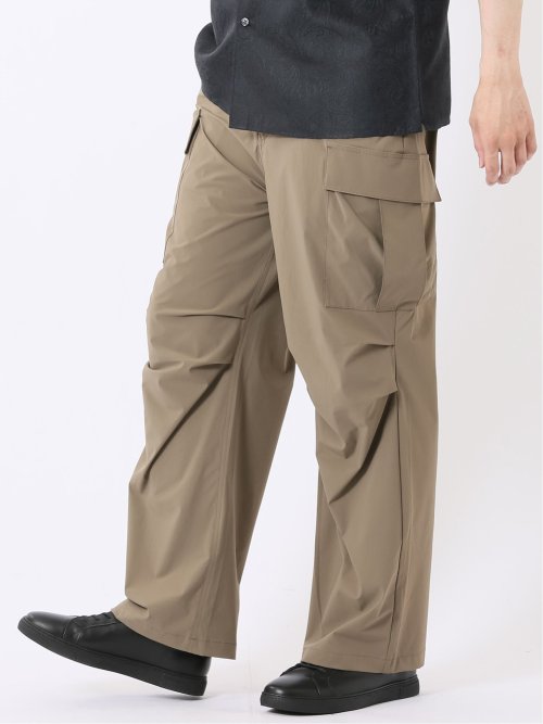パンツ メンズ ストレッチ 軽量 カーゴ テーパード ナイロン混