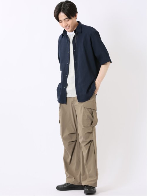 パンツ メンズ ストレッチ 軽量 カーゴ テーパード ナイロン混