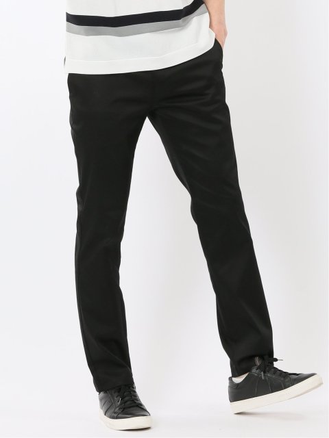 ストレッチ 綿混 サテン トラウザー パンツ