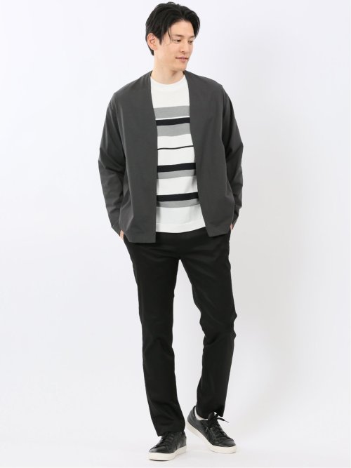 ストレッチ 綿混 サテン トラウザー パンツ