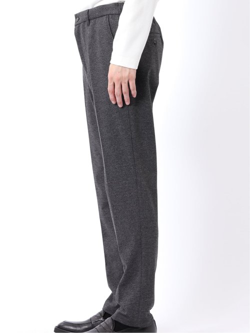 パンツ メンズ セットアップ可能 ストレッチ ウォッシャブル スリム テーパード ソフト ジャージー 杢 黒