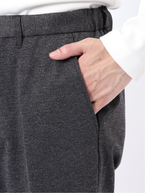 パンツ メンズ セットアップ可能 ストレッチ ウォッシャブル スリム テーパード ソフト ジャージー 杢 黒