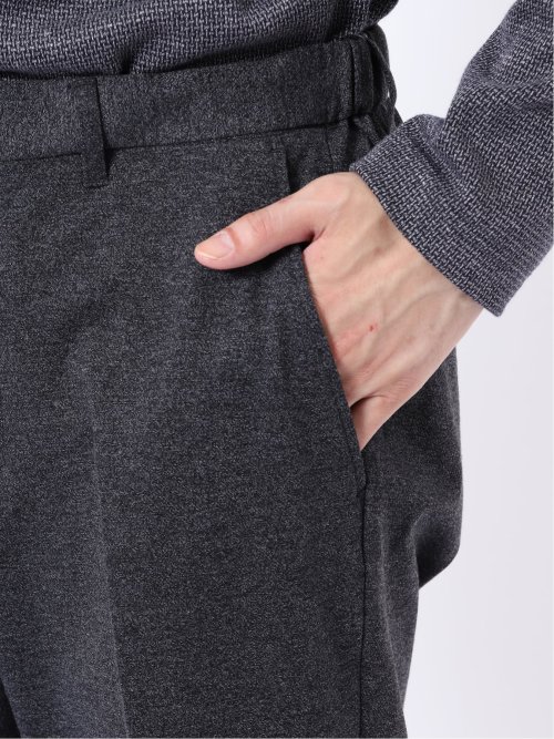 パンツ メンズ セットアップ可能 ストレッチ ウォッシャブル スリム テーパード ソフト ジャージー 杢 紺